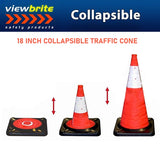 18" Lighted Collapsible Traffic Cone 2 Pack